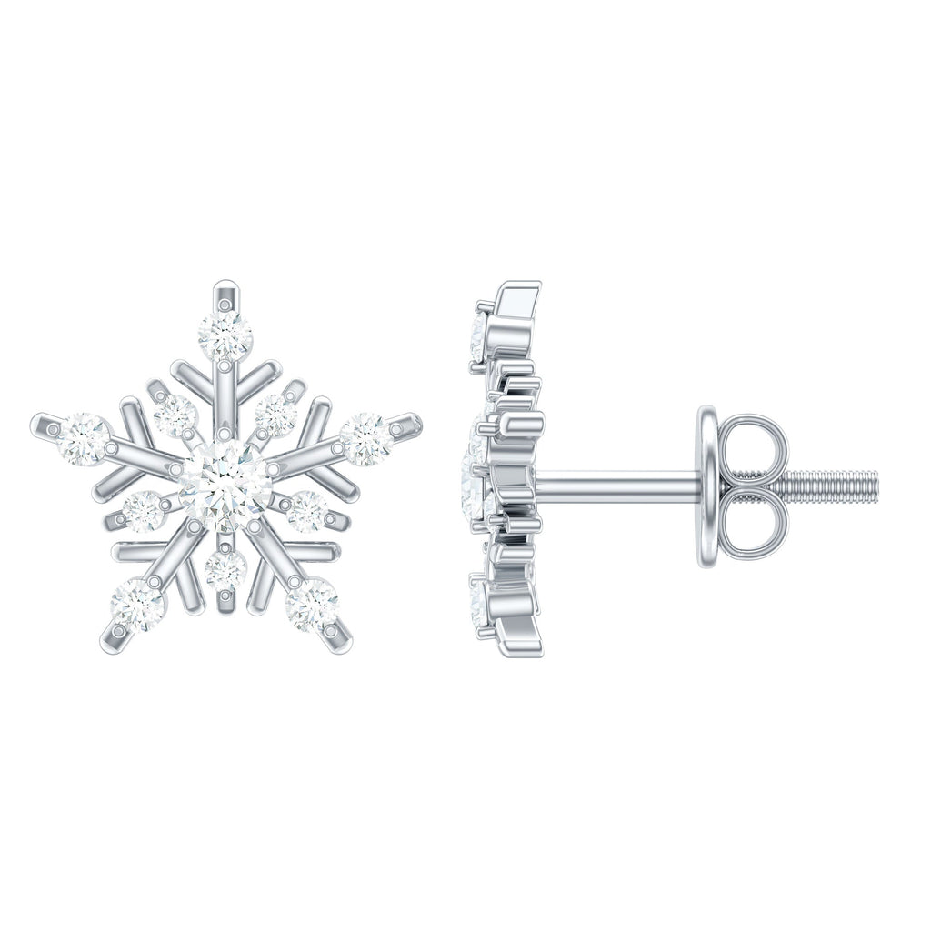 Certified Moissanite Snowflake Stud Earrings for Women