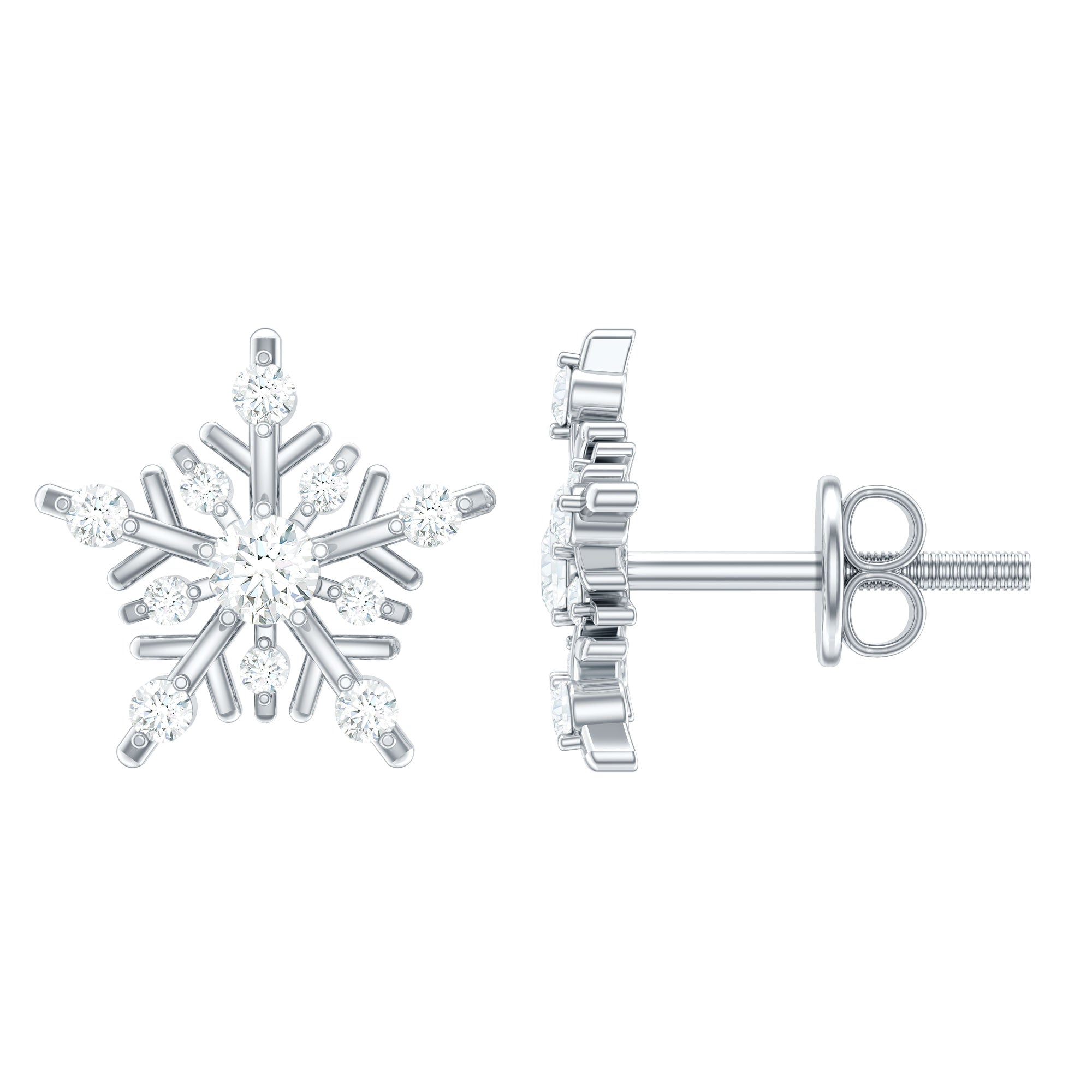 Certified Moissanite Snowflake Stud Earrings for Women