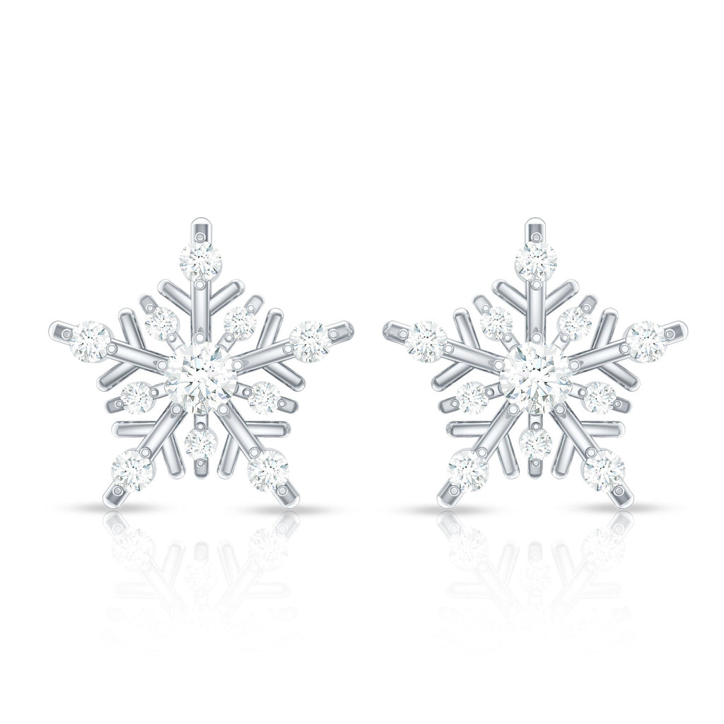 Certified Moissanite Snowflake Stud Earrings for Women