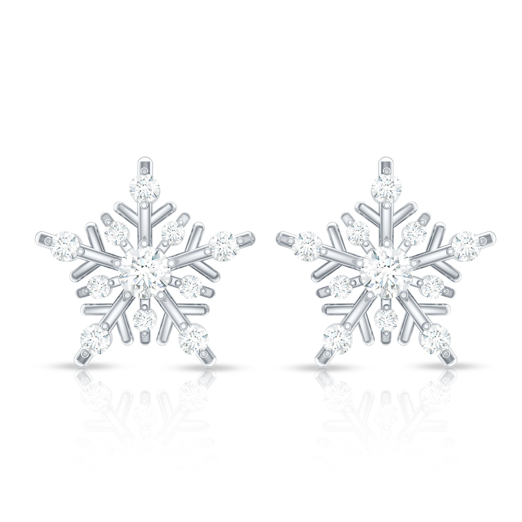 Certified Moissanite Snowflake Stud Earrings for Women