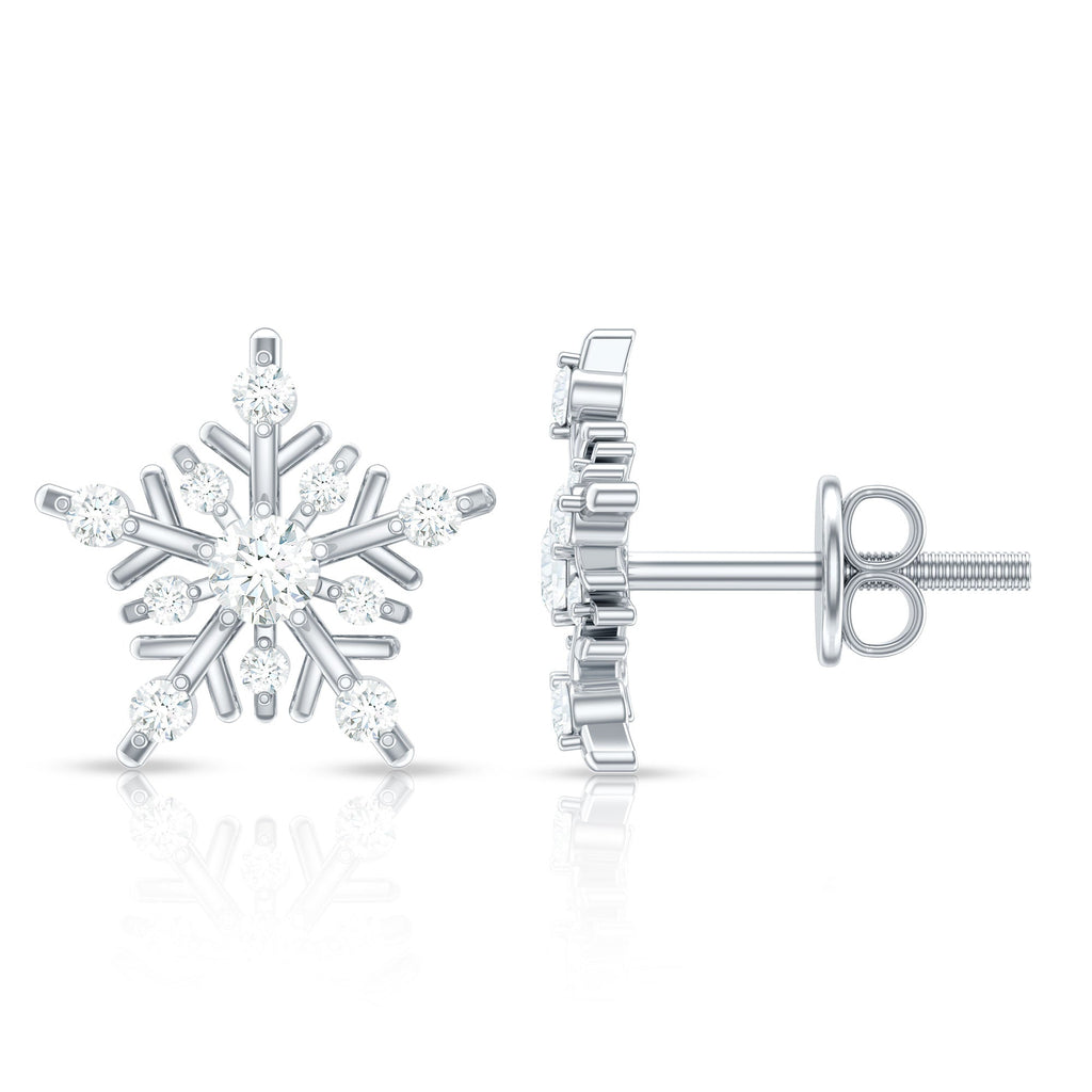 Certified Moissanite Snowflake Stud Earrings for Women