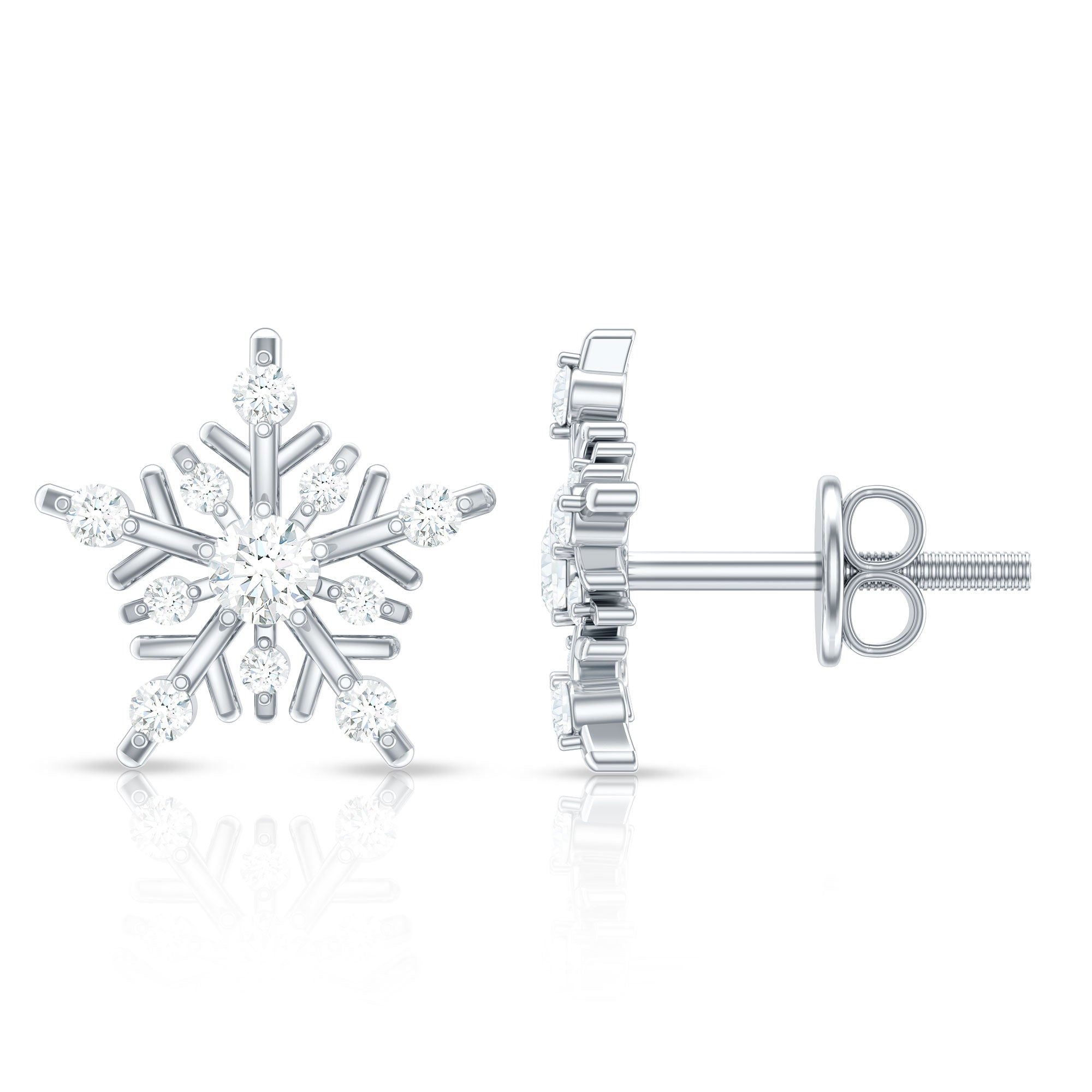 Certified Moissanite Snowflake Stud Earrings for Women