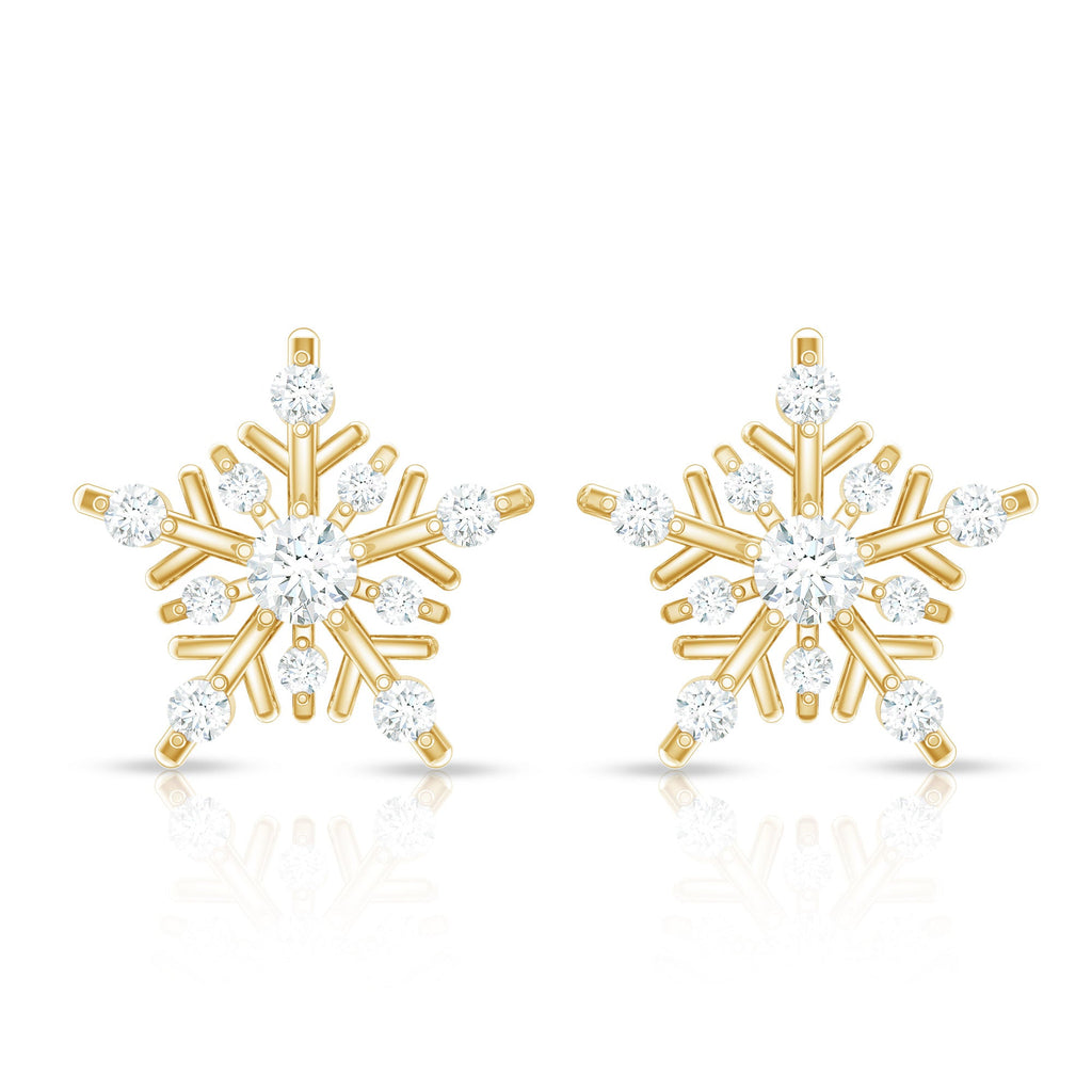 Certified Moissanite Snowflake Stud Earrings for Women