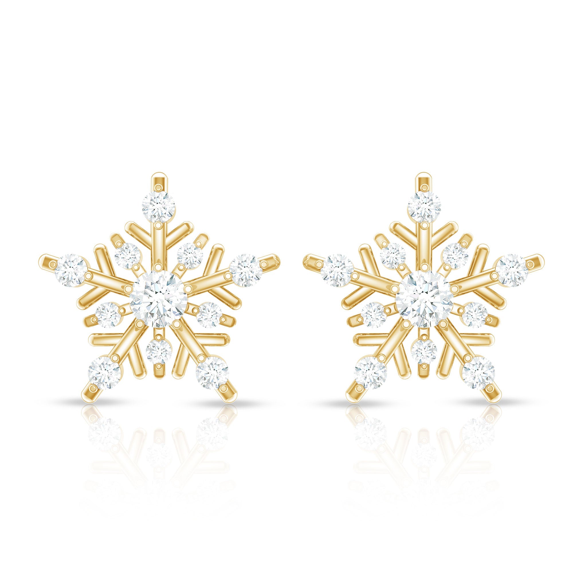 Certified Moissanite Snowflake Stud Earrings for Women