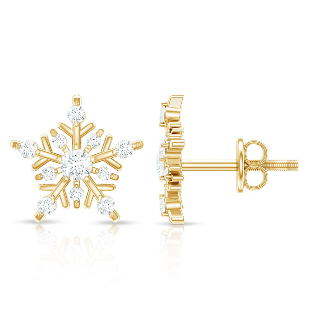 Certified Moissanite Snowflake Stud Earrings for Women