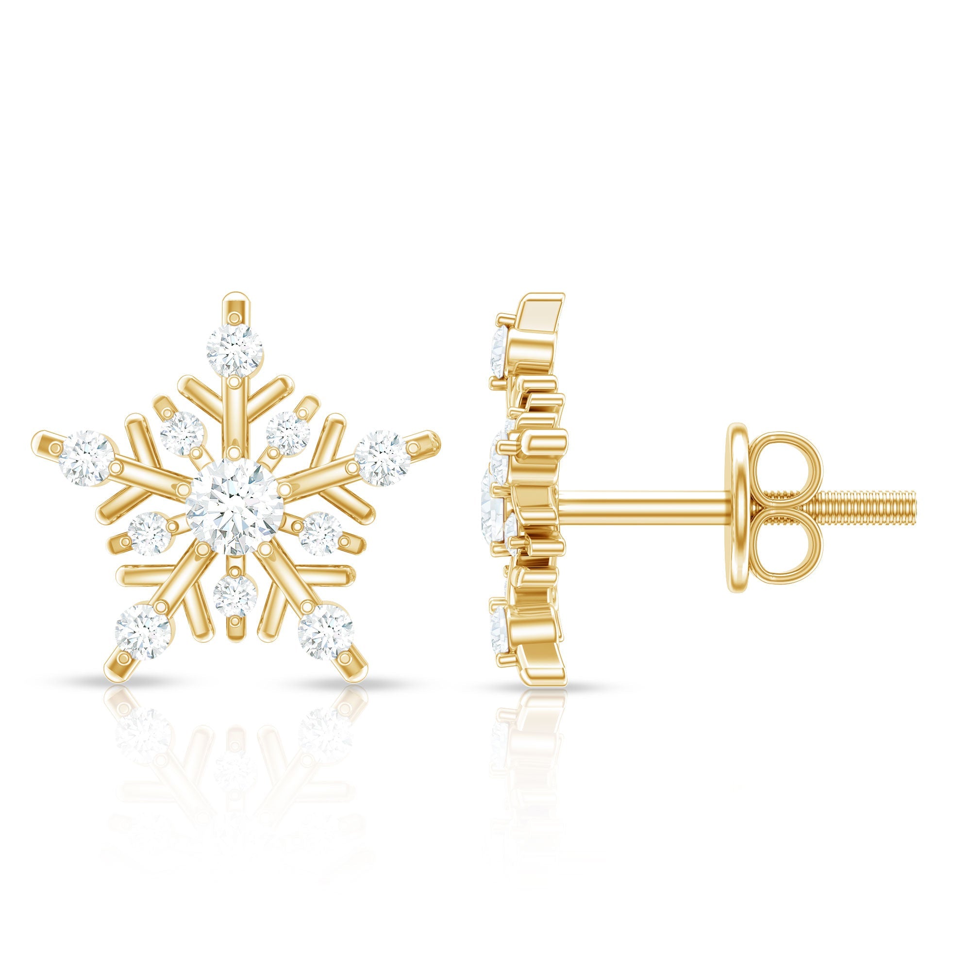 Certified Moissanite Snowflake Stud Earrings for Women