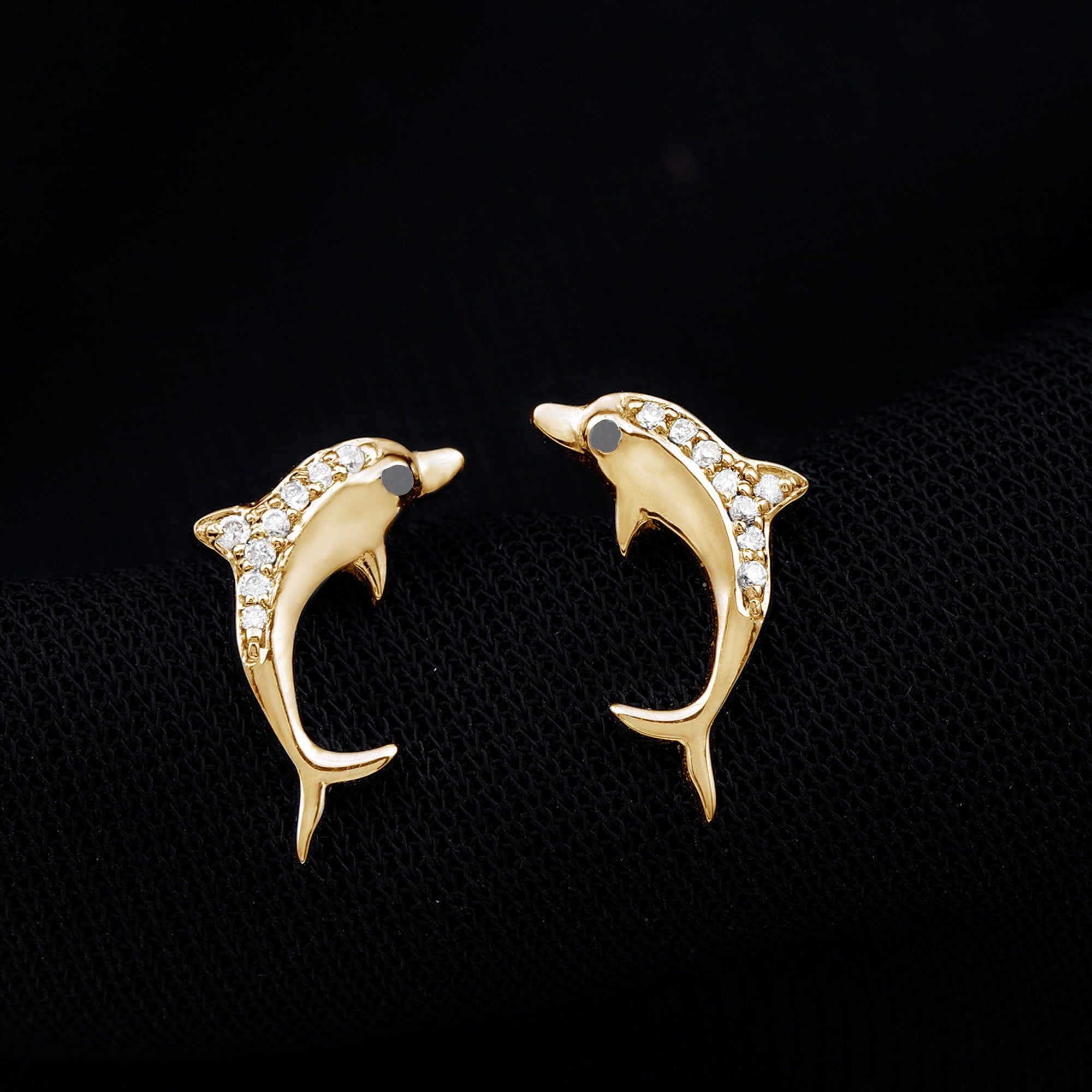 Cute Dolphin Stud Earrings with Moissanite