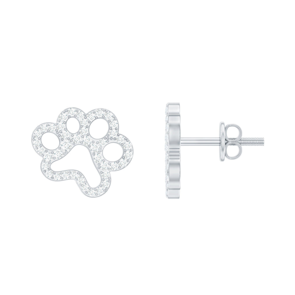 Moissanite Paw Print Earrings With Certificate