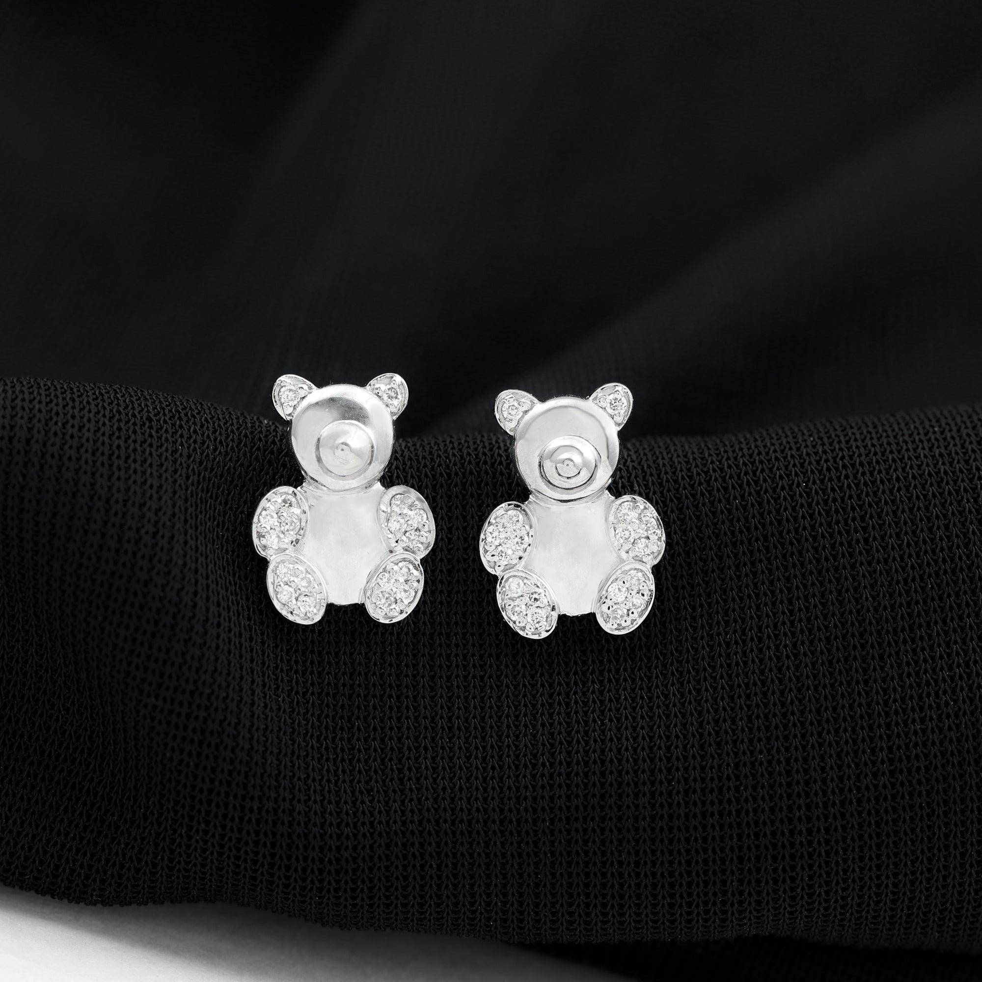 Teddy Bear Stud Earrings for Women with Diamonds