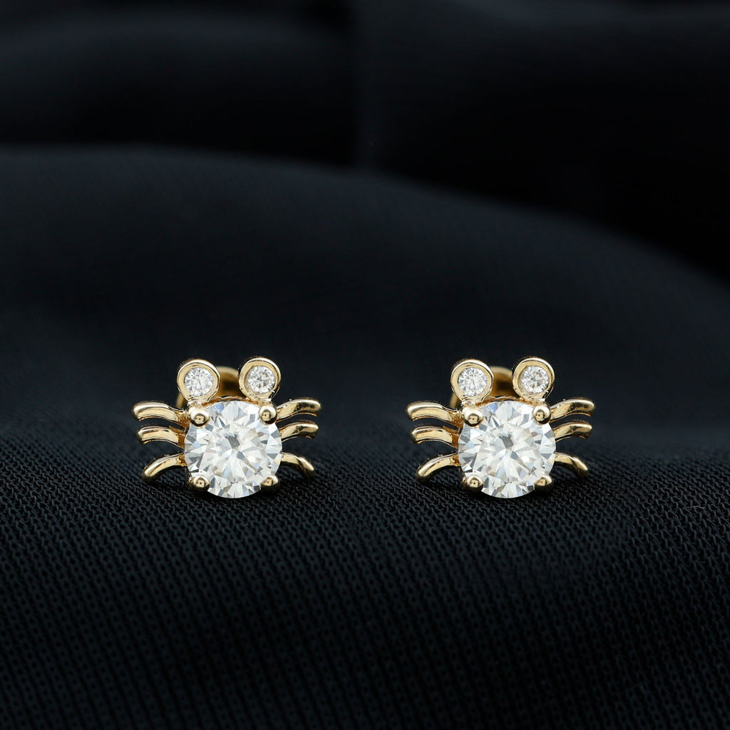 1 CT Moissanite Crab Stud Earrings with Certificate