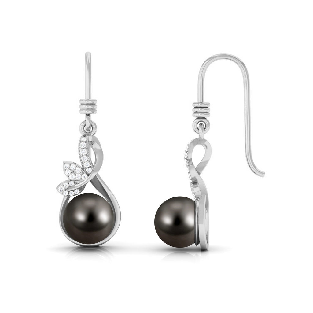 Designer 16 Carat Tahitian Pearl Drop Earrings with Diamond