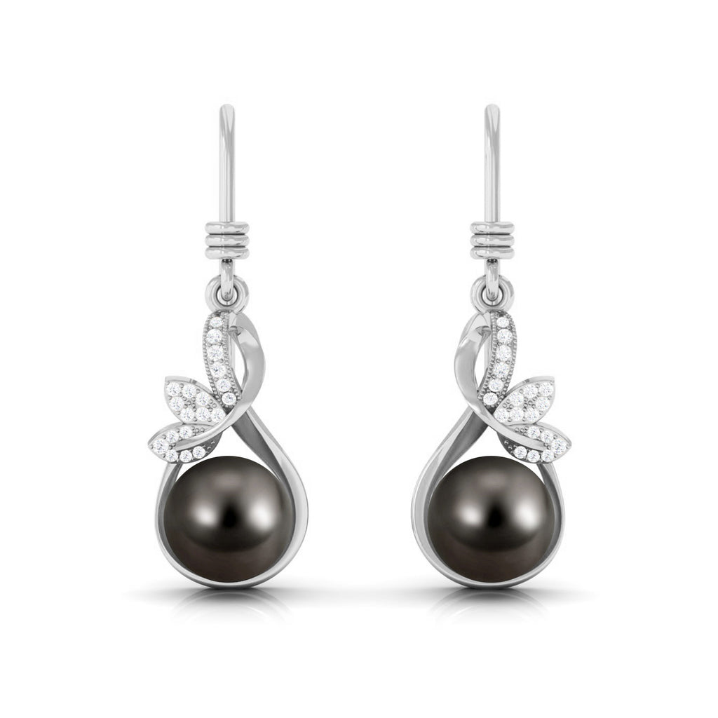 Designer 16 Carat Tahitian Pearl Drop Earrings with Diamond