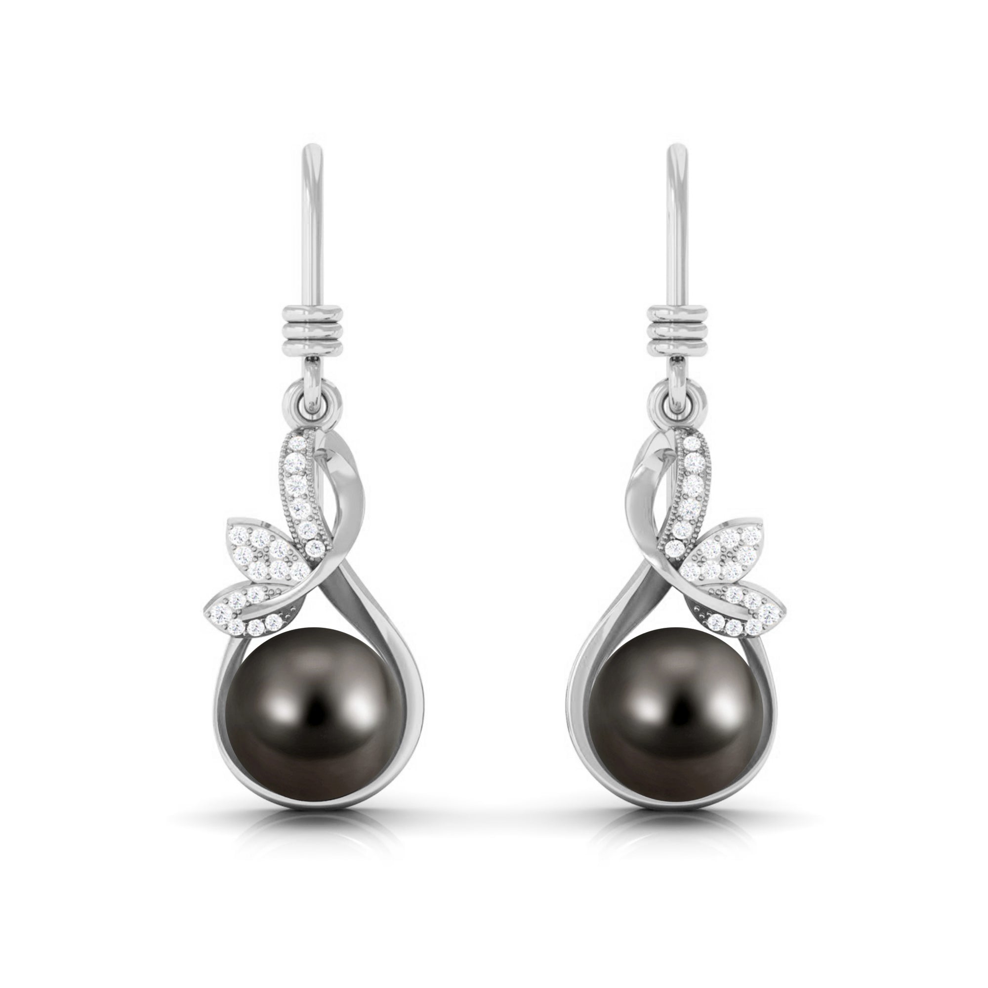 Designer 16 Carat Tahitian Pearl Drop Earrings with Diamond