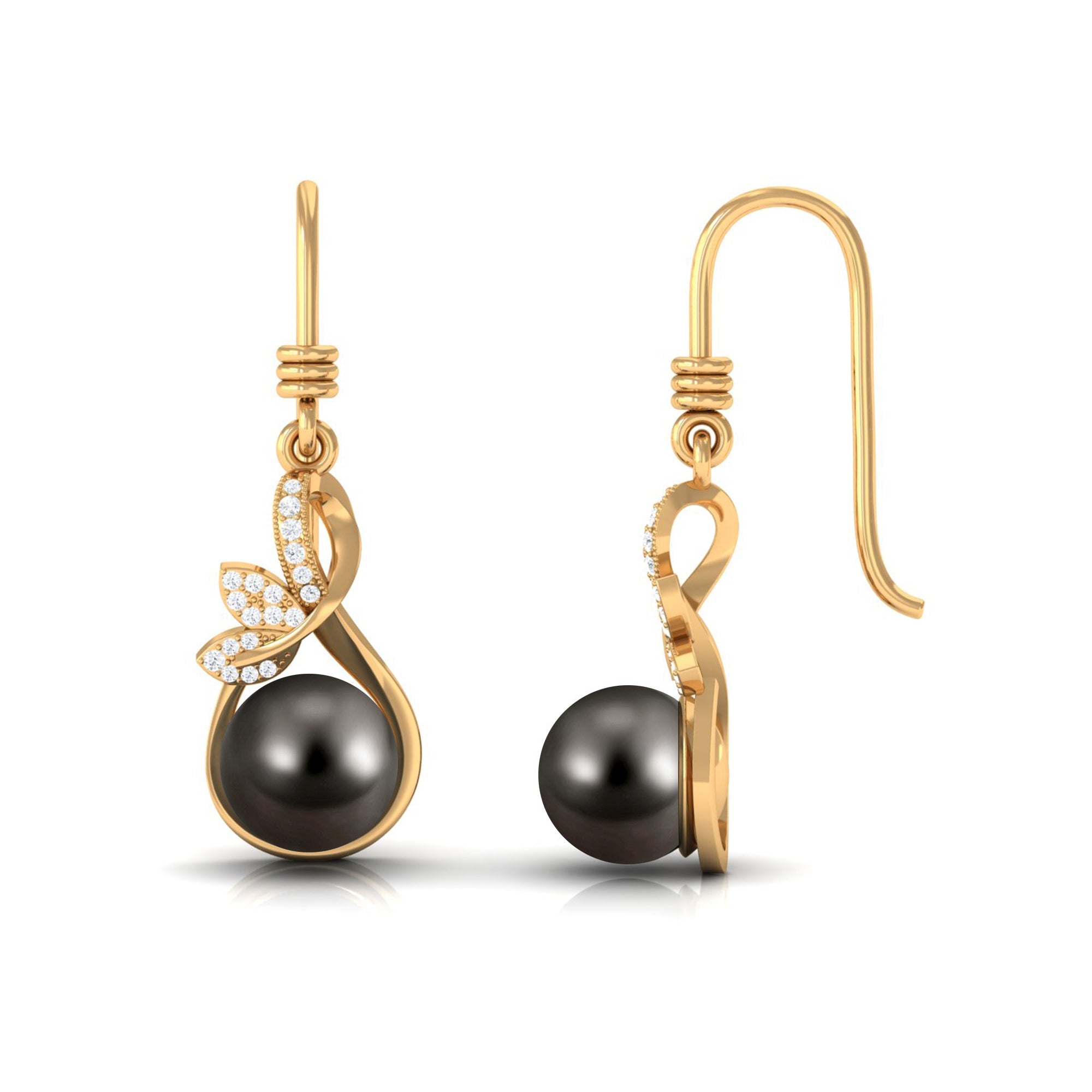 Designer 16 Carat Tahitian Pearl Drop Earrings with Diamond