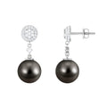Cultured 15 Carat Tahitian Pearl Drop Earrings with Diamond