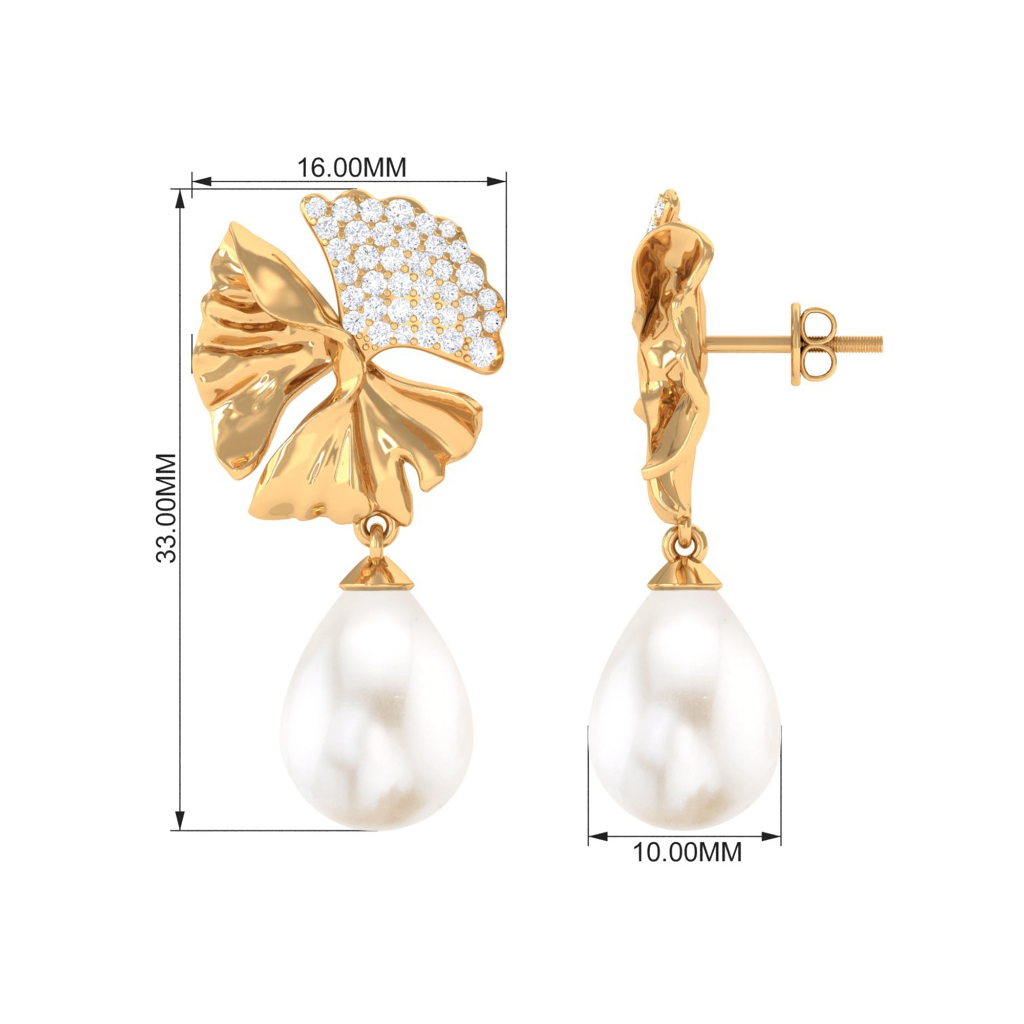 Nature Inspired 9X12mm Freshwater Pearl Drop Earrings