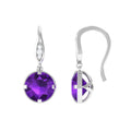 Natural 2.4 Carat Amethyst Solitaire Drop Earrings with Diamond