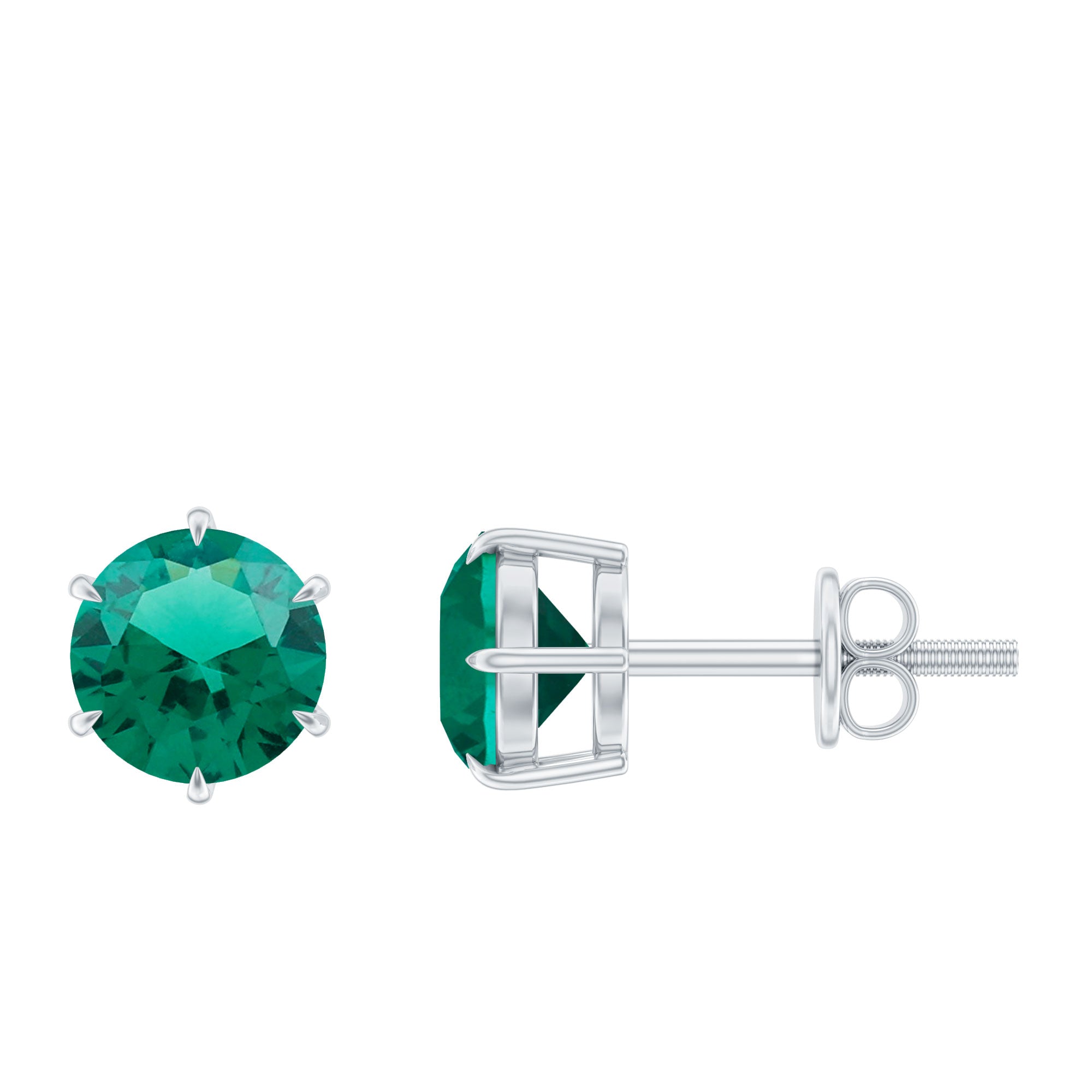 Certified Lab Created Emerald Solitaire Stud Earrings For Her