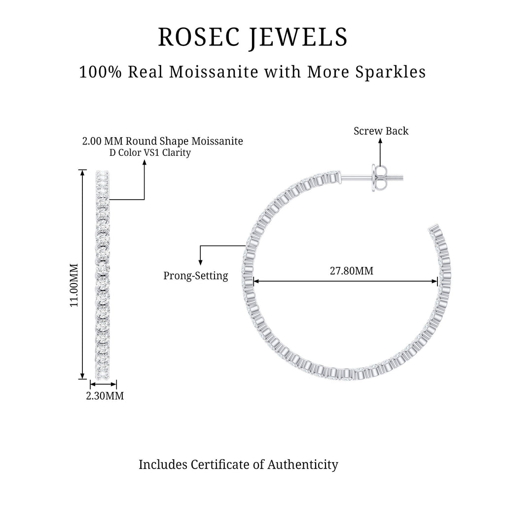 Certified Moissanite Big Hoop Earrings for Women