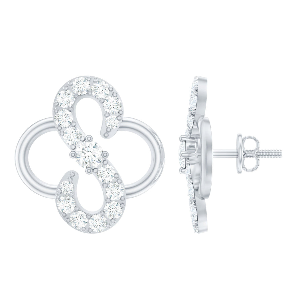 Lab Grown Diamond Floral Stud Earrings with Screw Back