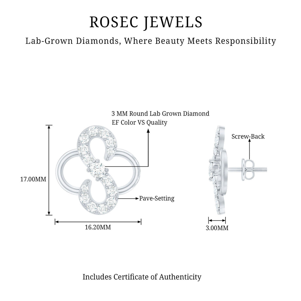 Lab Grown Diamond Floral Stud Earrings with Screw Back