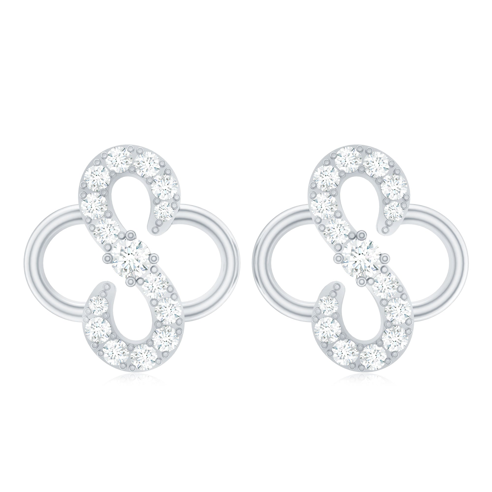 Lab Grown Diamond Floral Stud Earrings with Screw Back