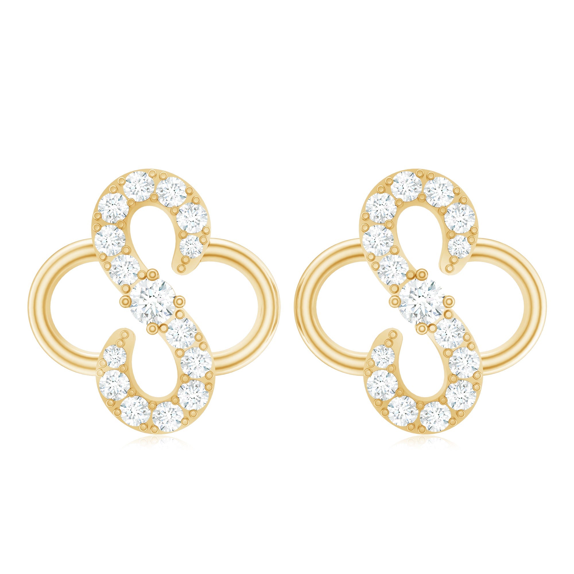 Lab Grown Diamond Floral Stud Earrings with Screw Back