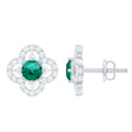 Certified Lab Created Emerald Flower Earrings with Moissanite