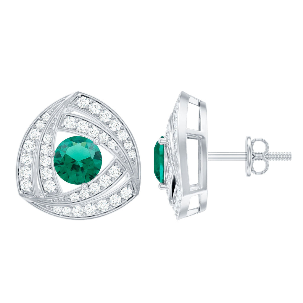 1 Carat Lab Grown Emerald Triangle Stud Earrings in Sterling Silver