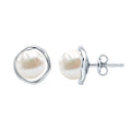 Natural 16 Carat Cultured Pearl Stud Earrings in Silver