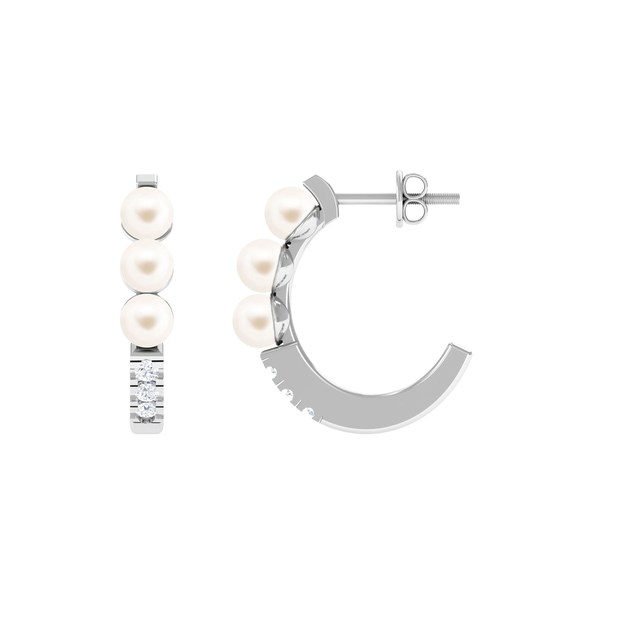 Natural Pearl Designer Hoop Earrings with Certificate