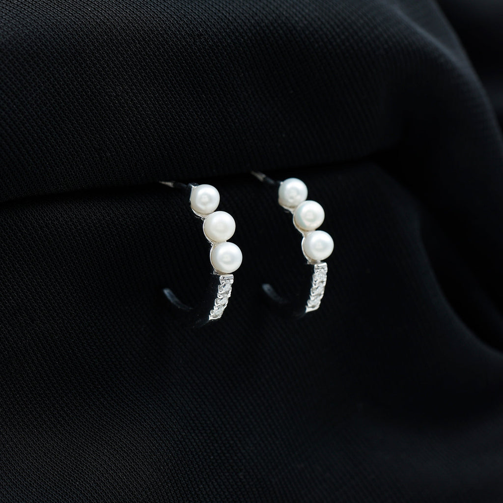 Natural Pearl Designer Hoop Earrings with Certificate