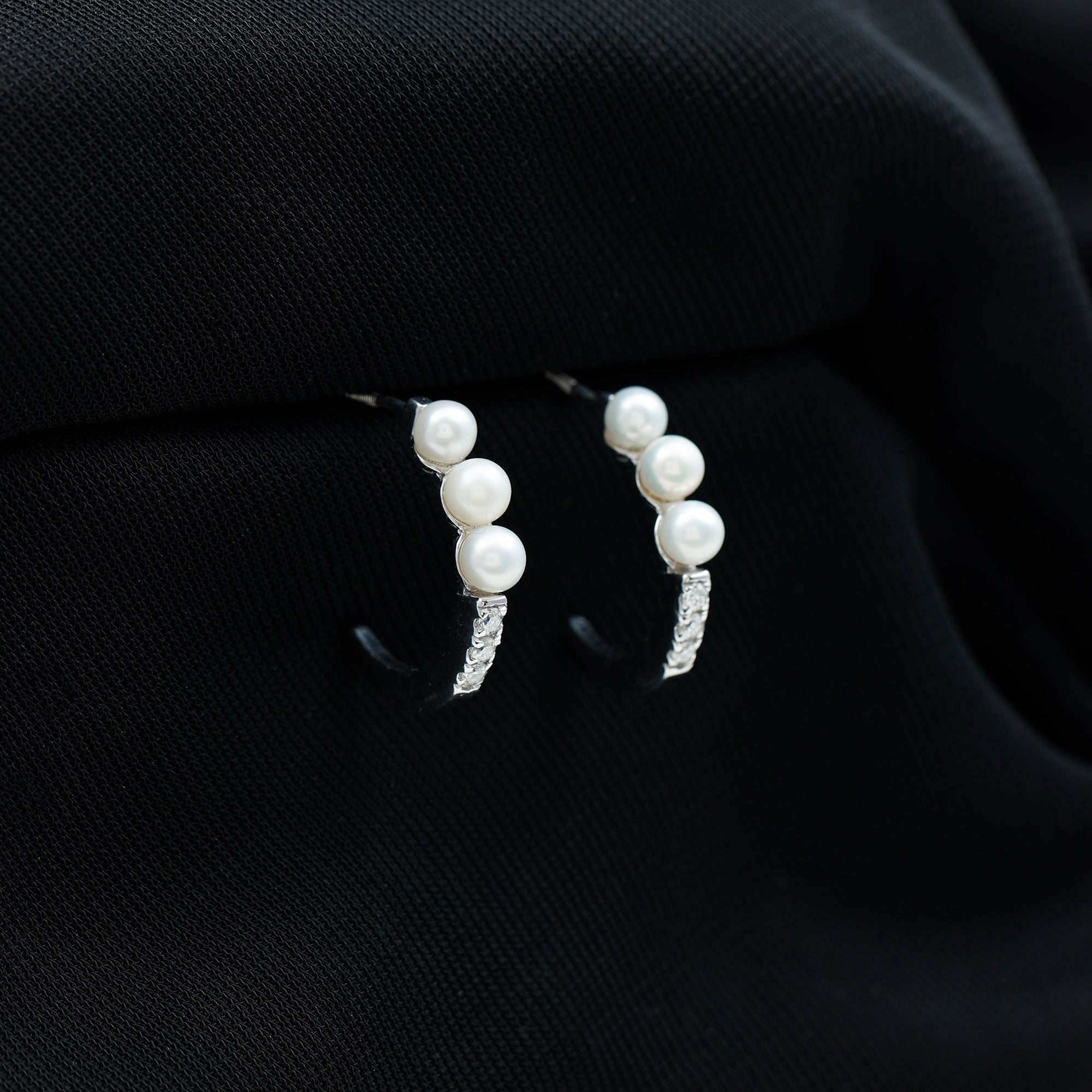 Natural Pearl Designer Hoop Earrings with Certificate
