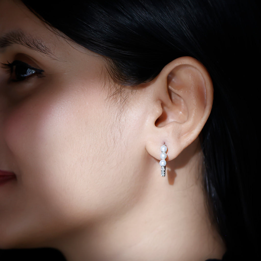 Natural Pearl Designer Hoop Earrings with Certificate