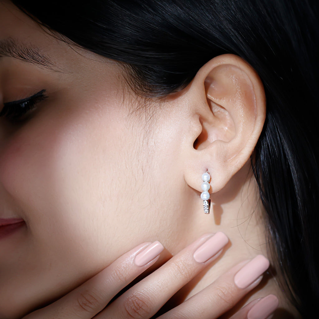 Natural Pearl Designer Hoop Earrings with Certificate
