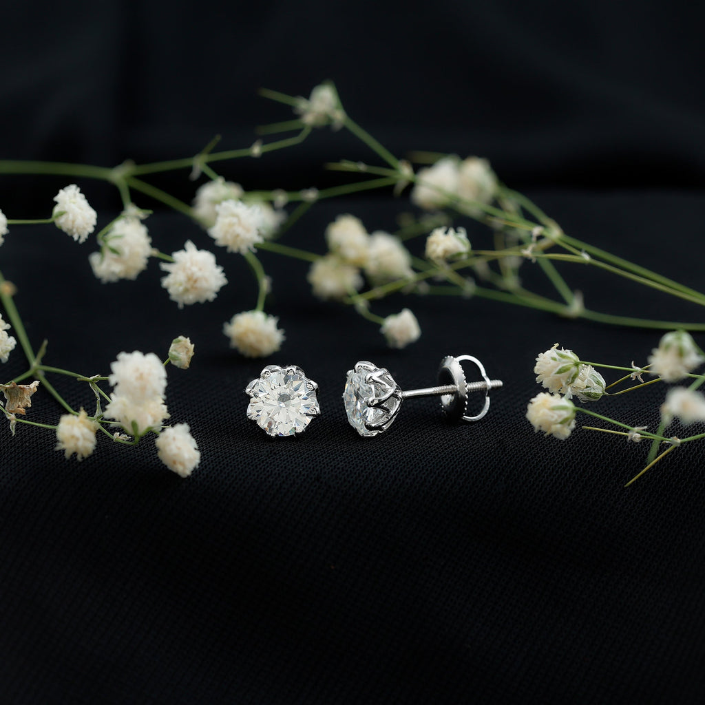Certified 6 MM Lab Grown Diamond Solitaire Stud Earrings