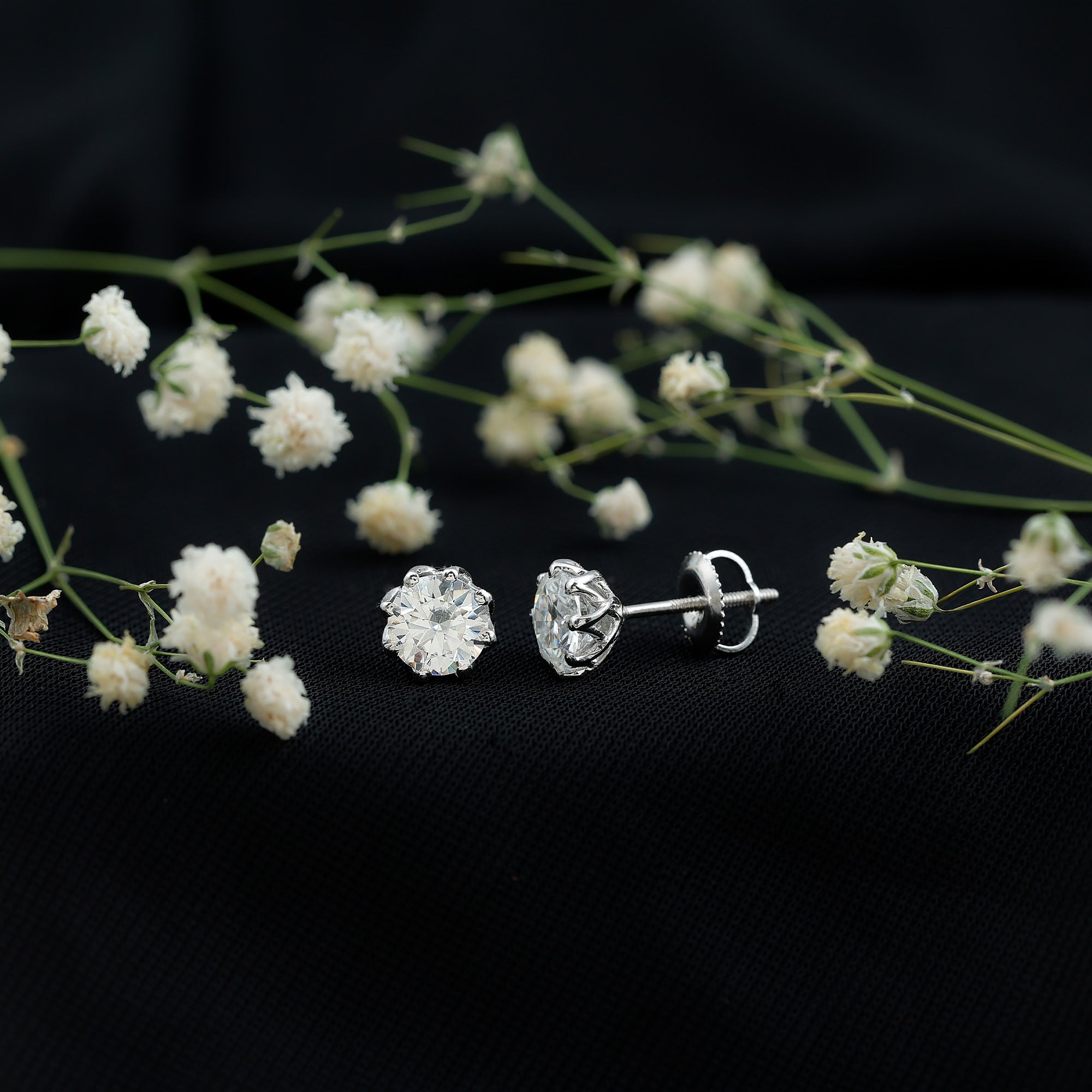Certified 6 MM Lab Grown Diamond Solitaire Stud Earrings