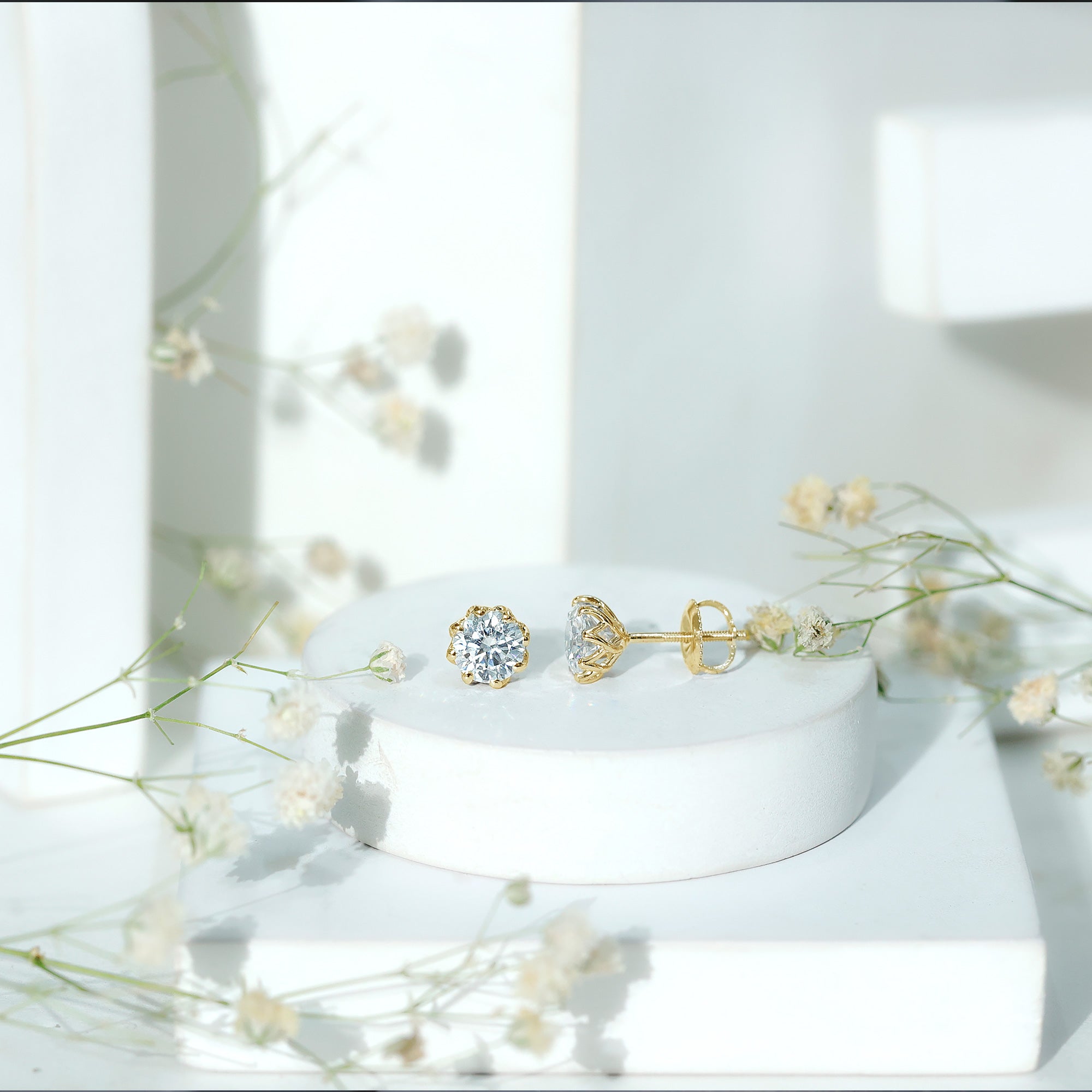 Certified 6 MM Lab Grown Diamond Solitaire Stud Earrings