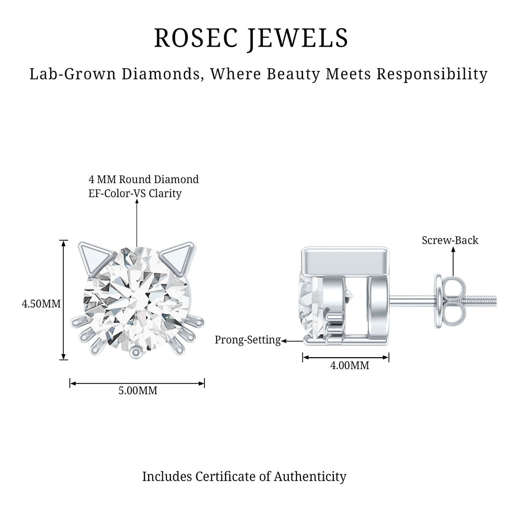 Certified Lab Grown Diamond Hello Kitty Earrings