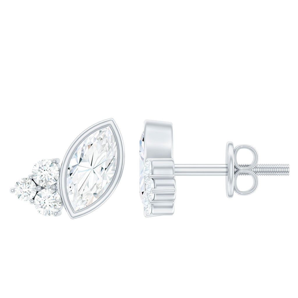 Bezel Set Lab Marquise Diamond Stud Earrings