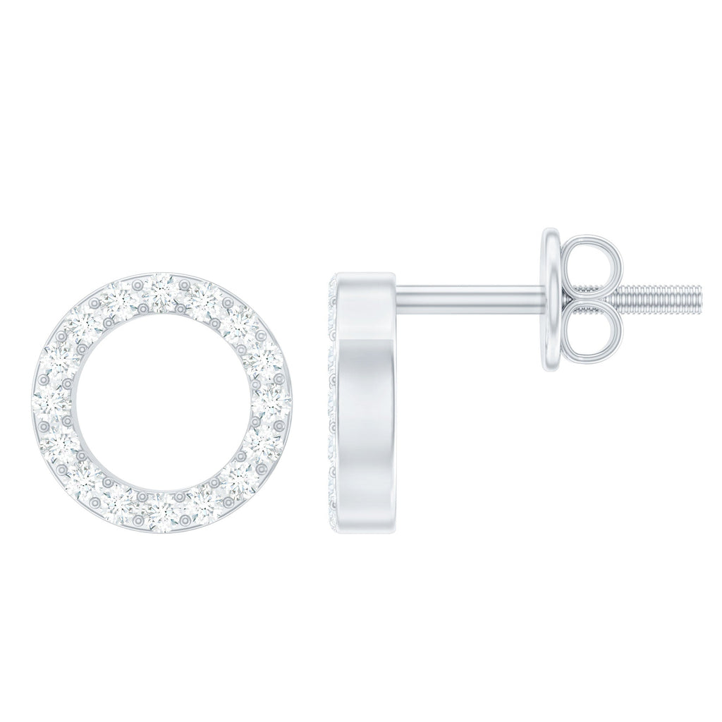Lab Grown Diamond Circle Stud Earrings With Screw Back