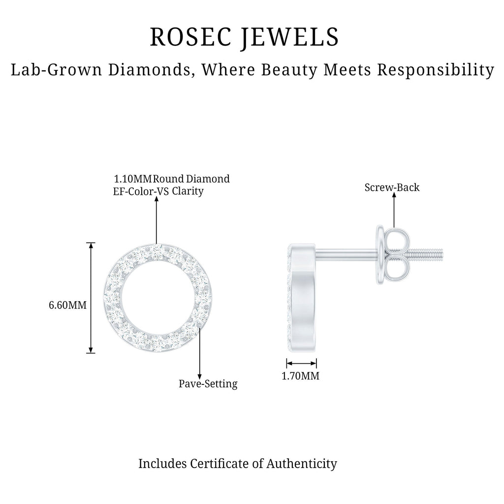 Lab Grown Diamond Circle Stud Earrings With Screw Back