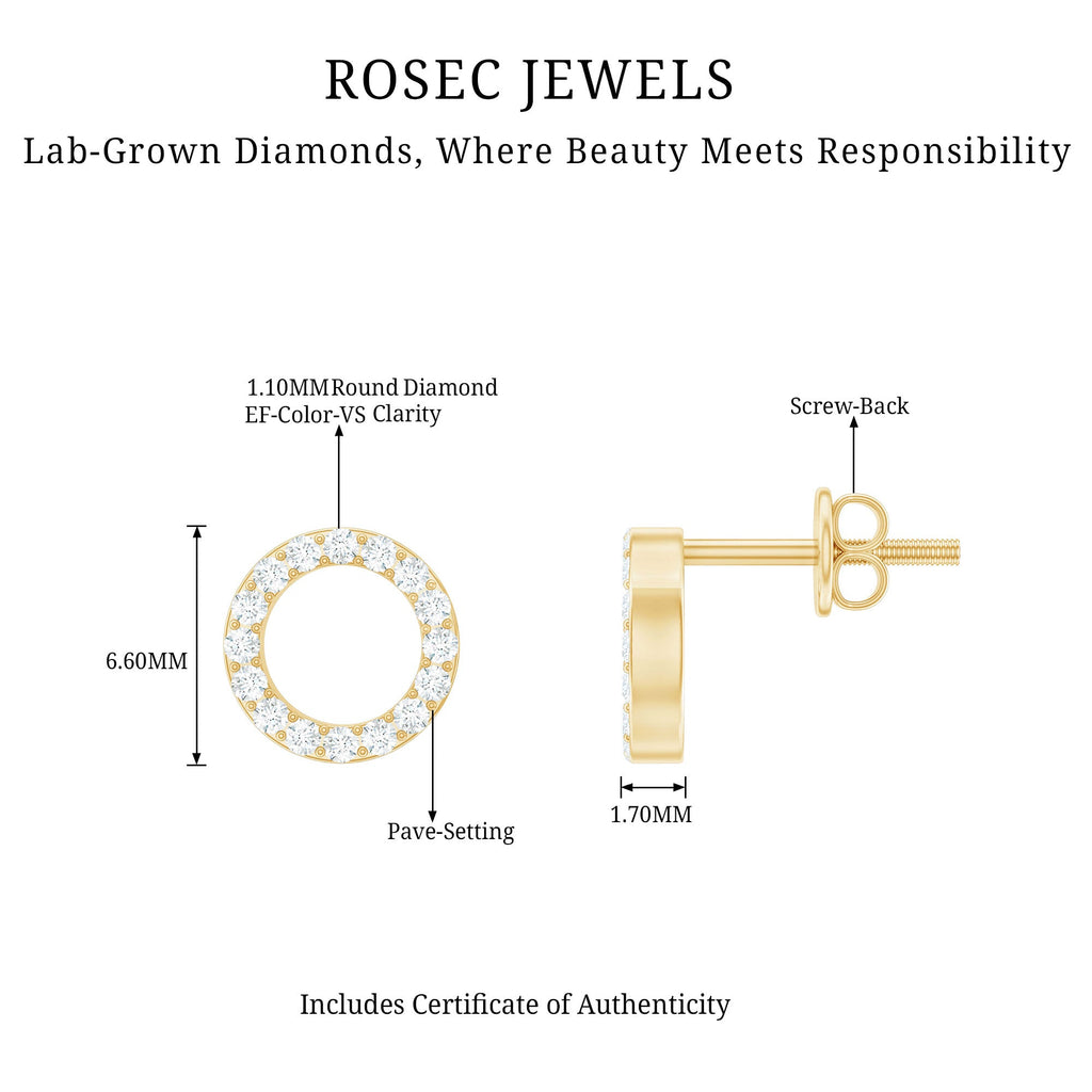 Lab Grown Diamond Circle Stud Earrings With Screw Back