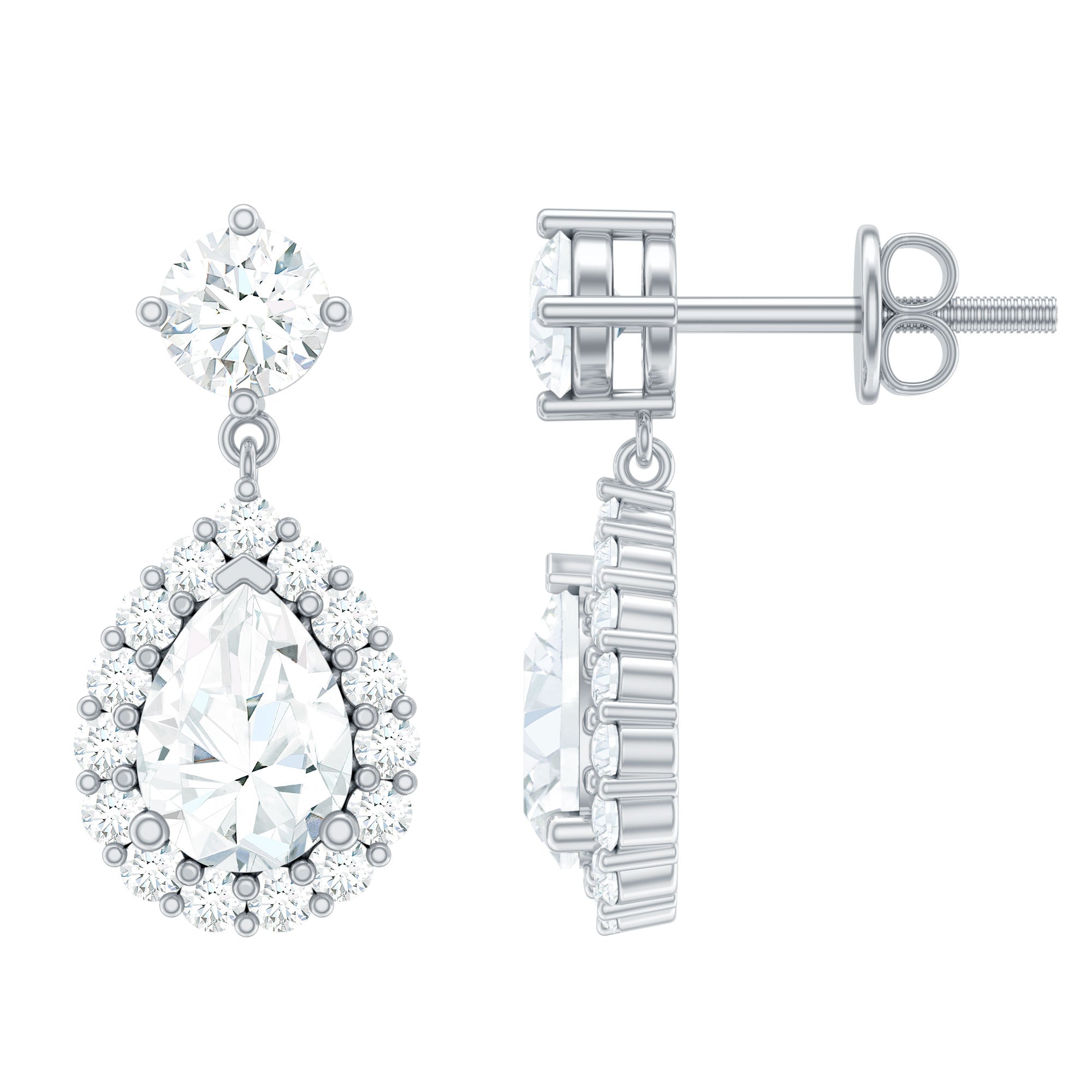 Lab 5X7MM Pear Shaped Diamond Bridal Drop Earrings