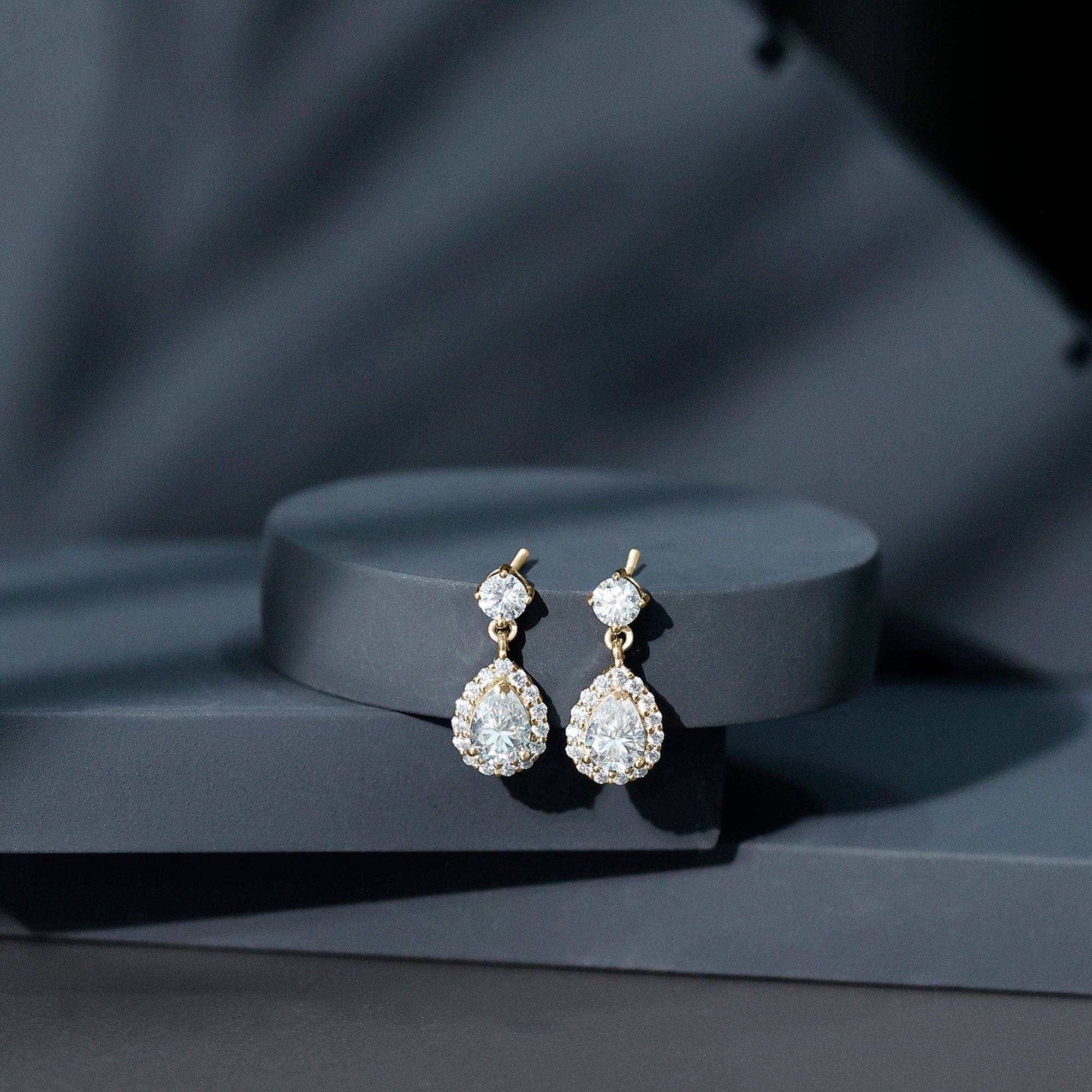 Lab 5X7MM Pear Shaped Diamond Bridal Drop Earrings