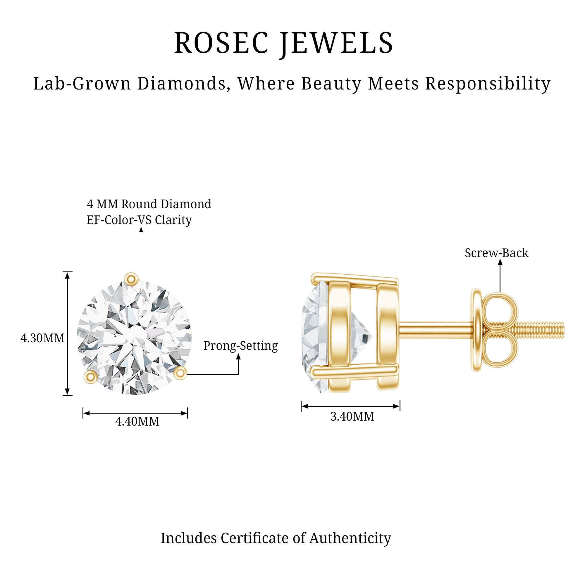 Certified Lab Grown Diamond Solitaire Earrings