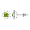 Contemporary Peridot Stud Earrings with Diamond Halo