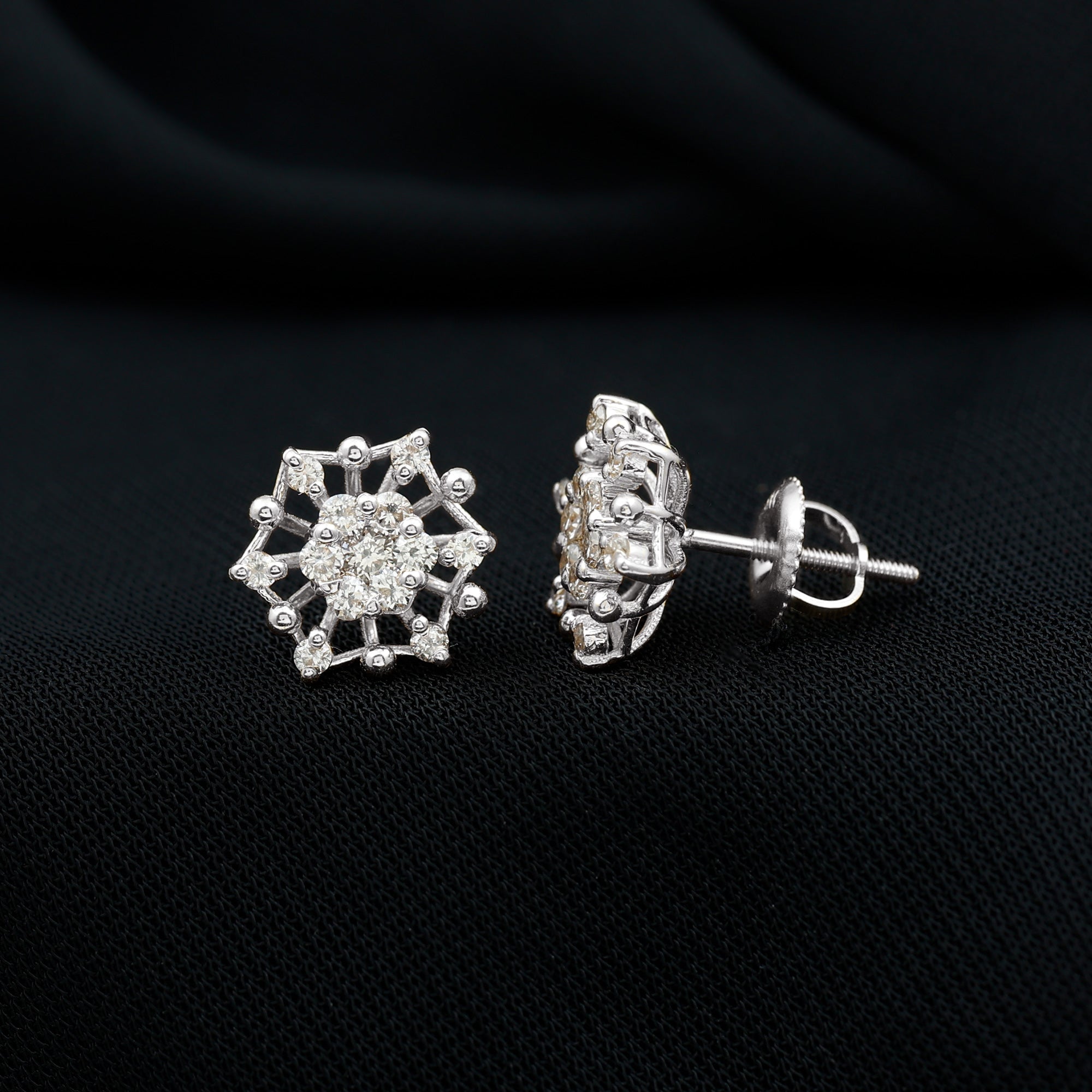 Diamond Cluster Stud Earrings