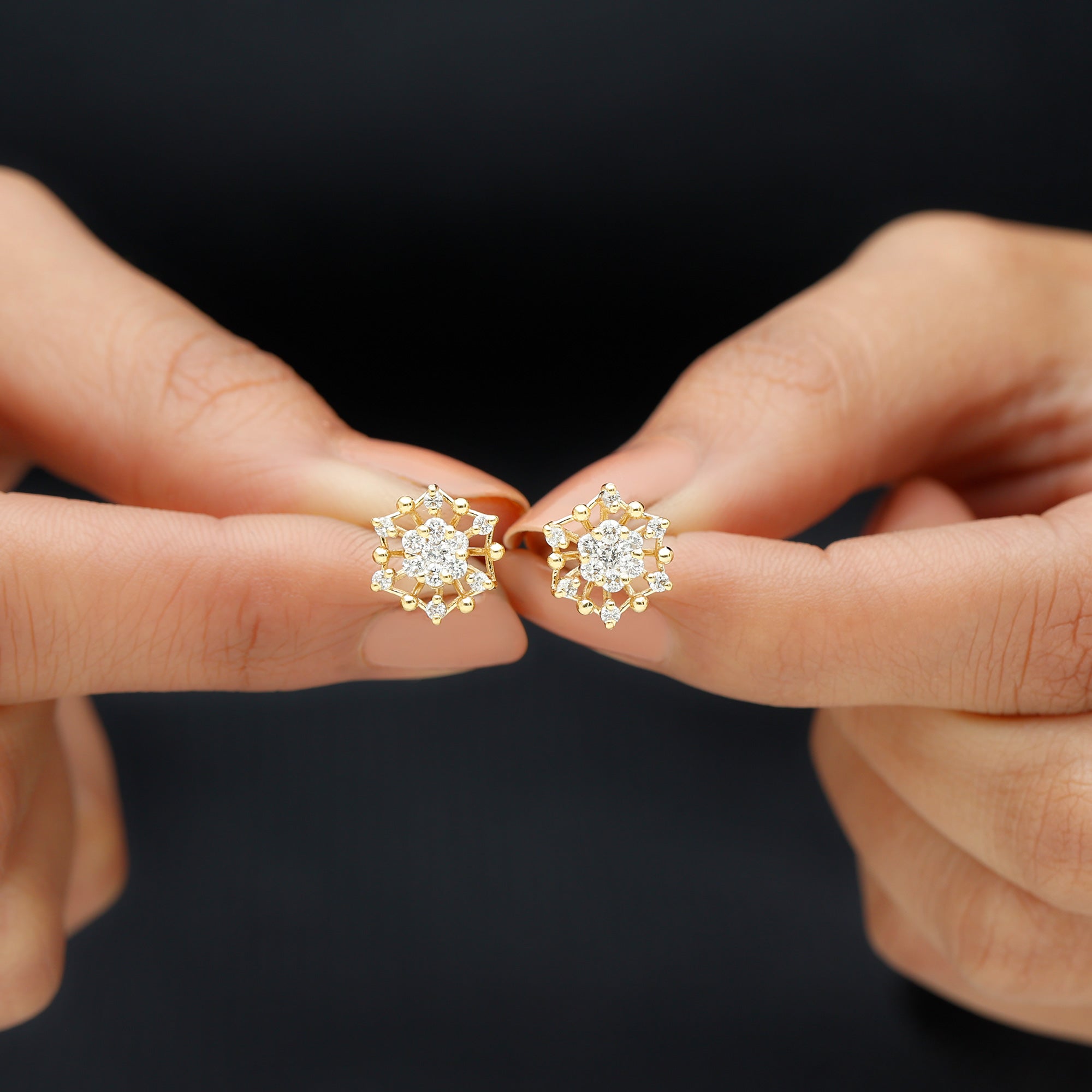 Diamond Cluster Stud Earrings
