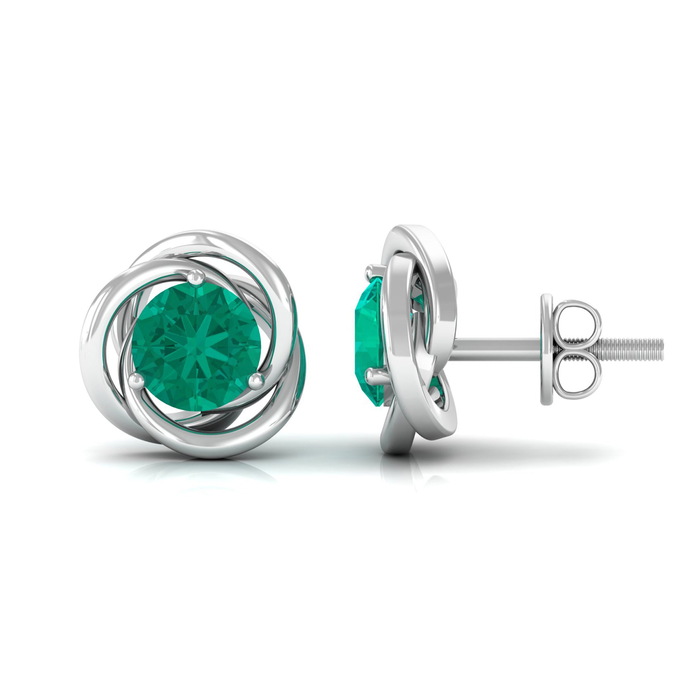 1 CT Emerald Classic Stud Earrings for Women
